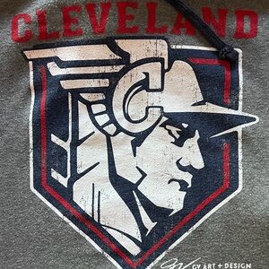 Cleveland Graphic Hoodie in Gray, White, Blue and Red